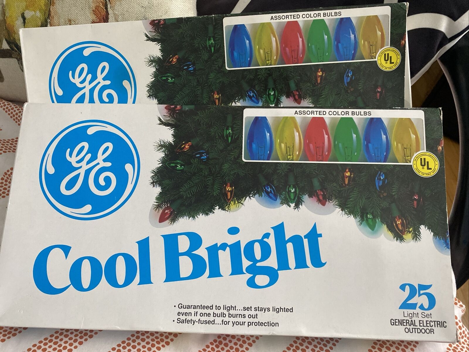 NOS Set of 2 Vintage GE 25 Cool Bright Multicolor Light Sets w/Original Boxes