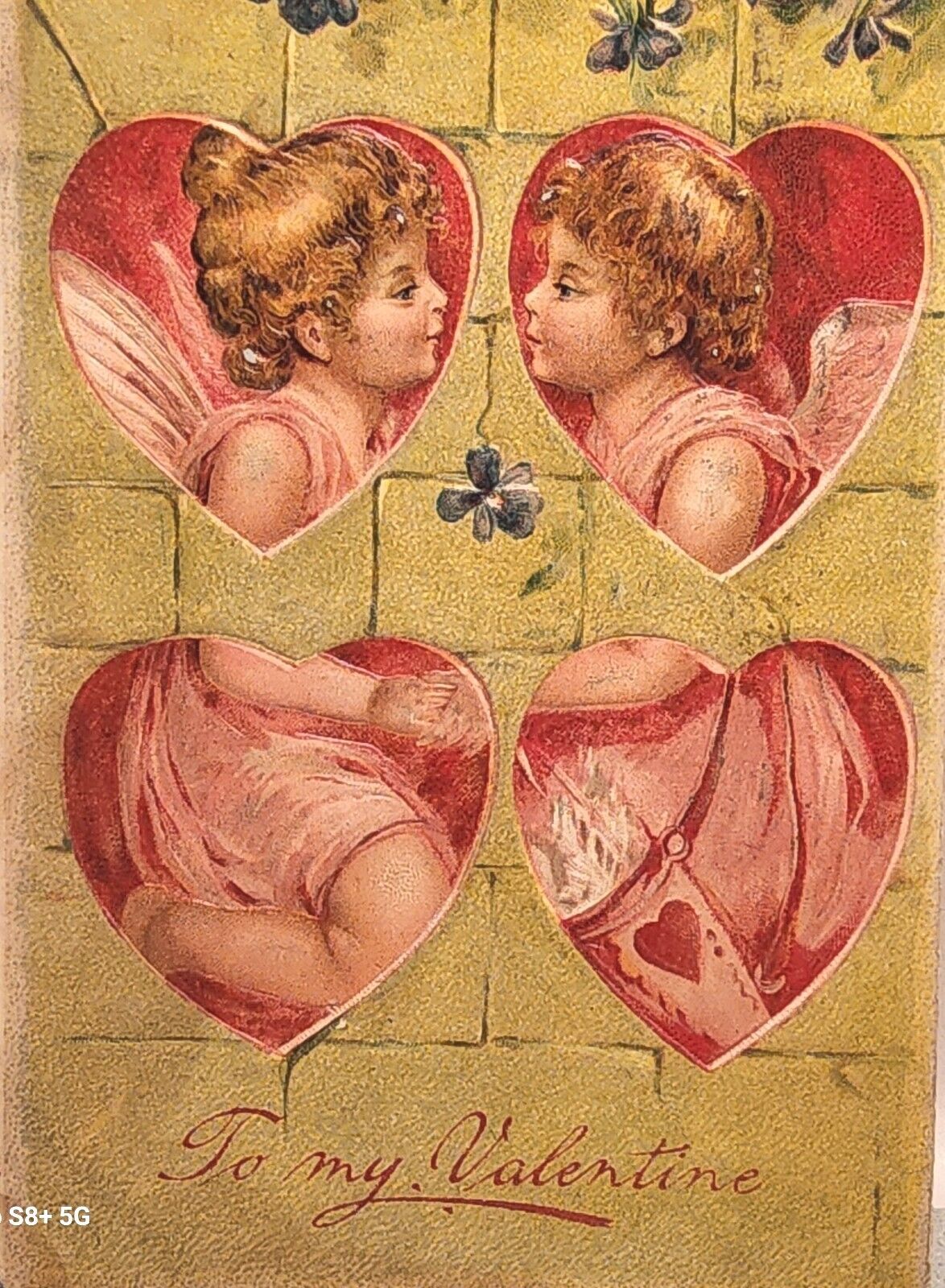 1910 Valentines Day Greetings Postcard, Printed In Germany, Embossed Card. #2464