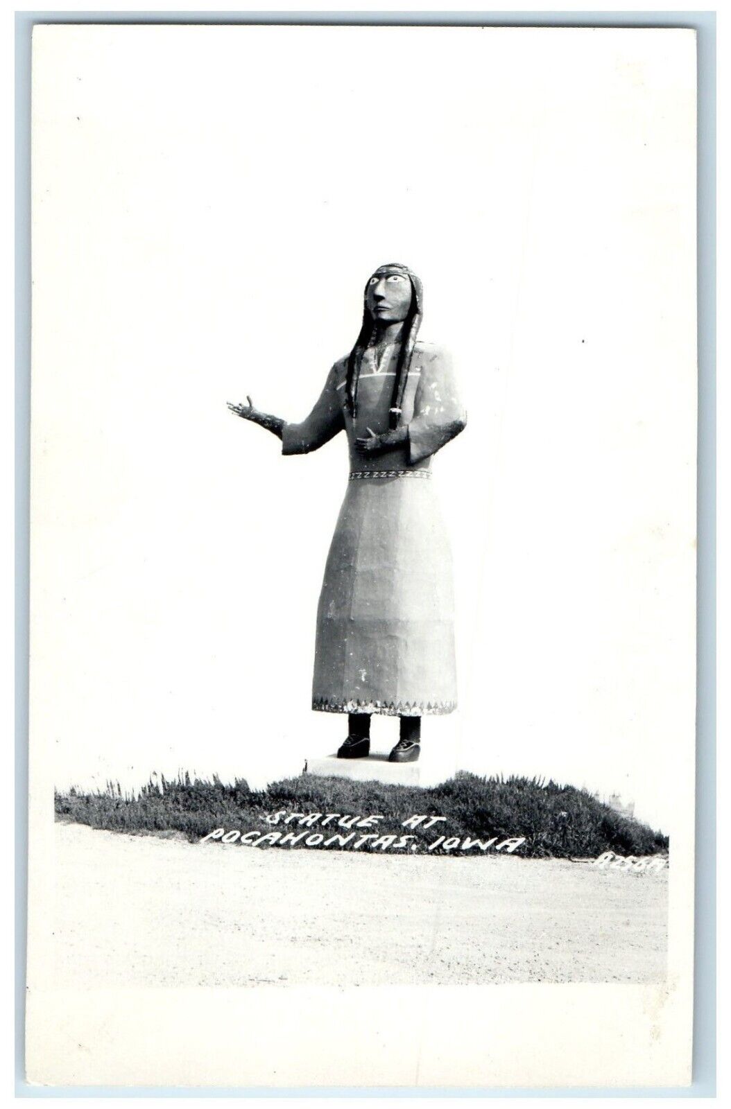 c1910\'s View Of Statue At Pocahontas Iowa IA RPPC Photo Antique Postcard