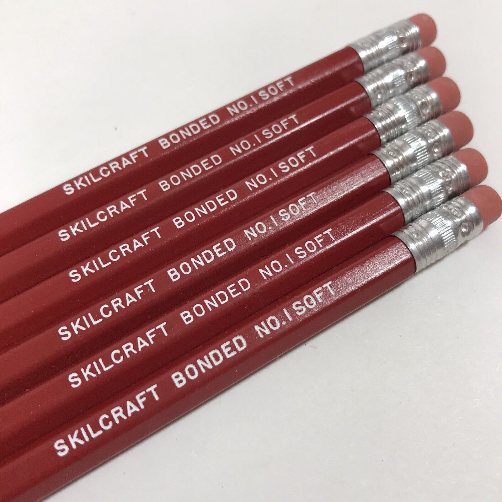 NEW 6 SKILCRAFT Bonded NO. 1 Soft Pencils Red Vintage Drafting Unsharpened