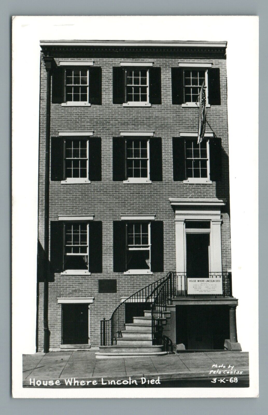 House Where President Lincoln Died, Washington DC Vintage RPPC Postcard