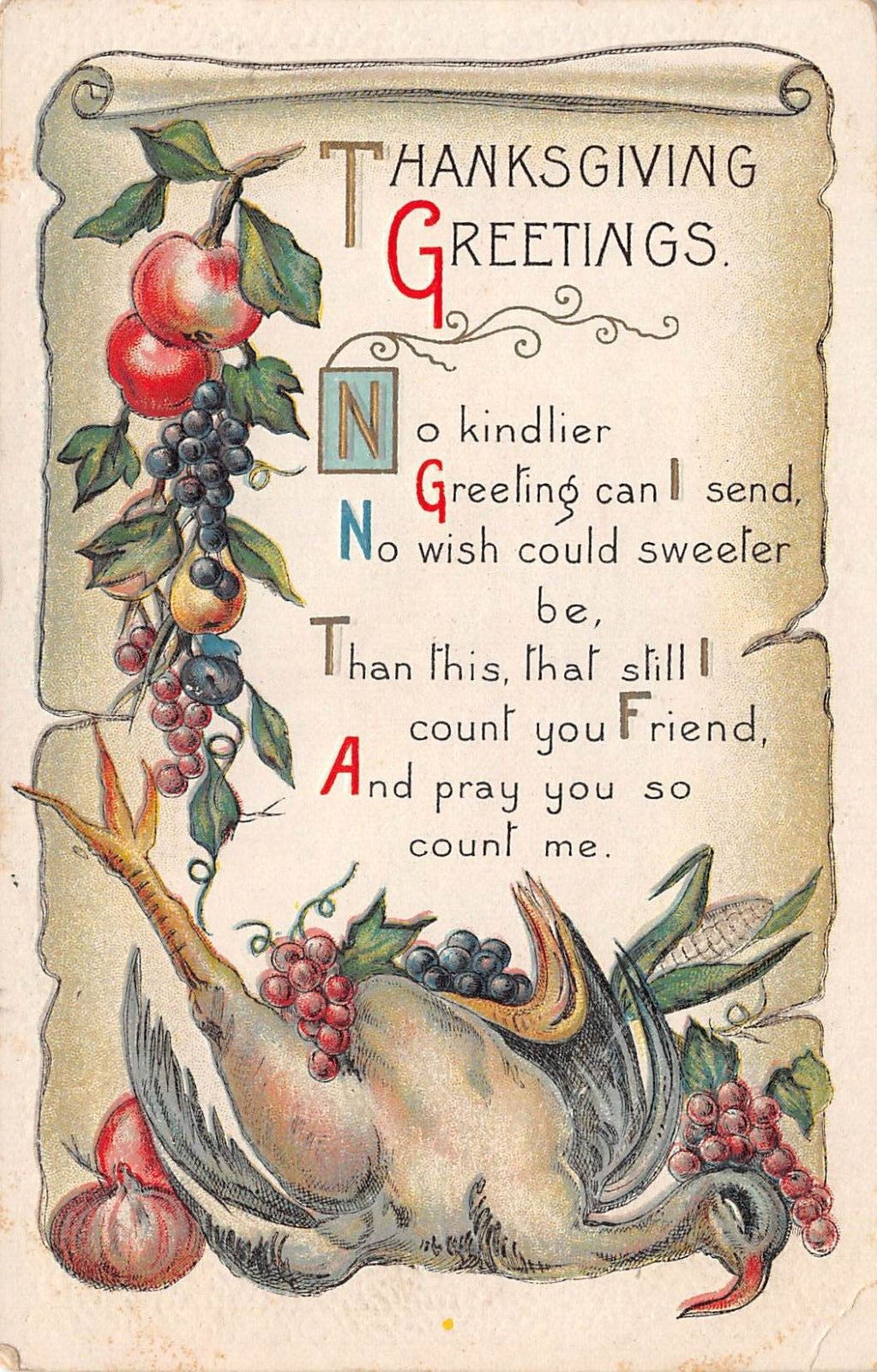 Thanksgiving 1918 Postcard 7613
