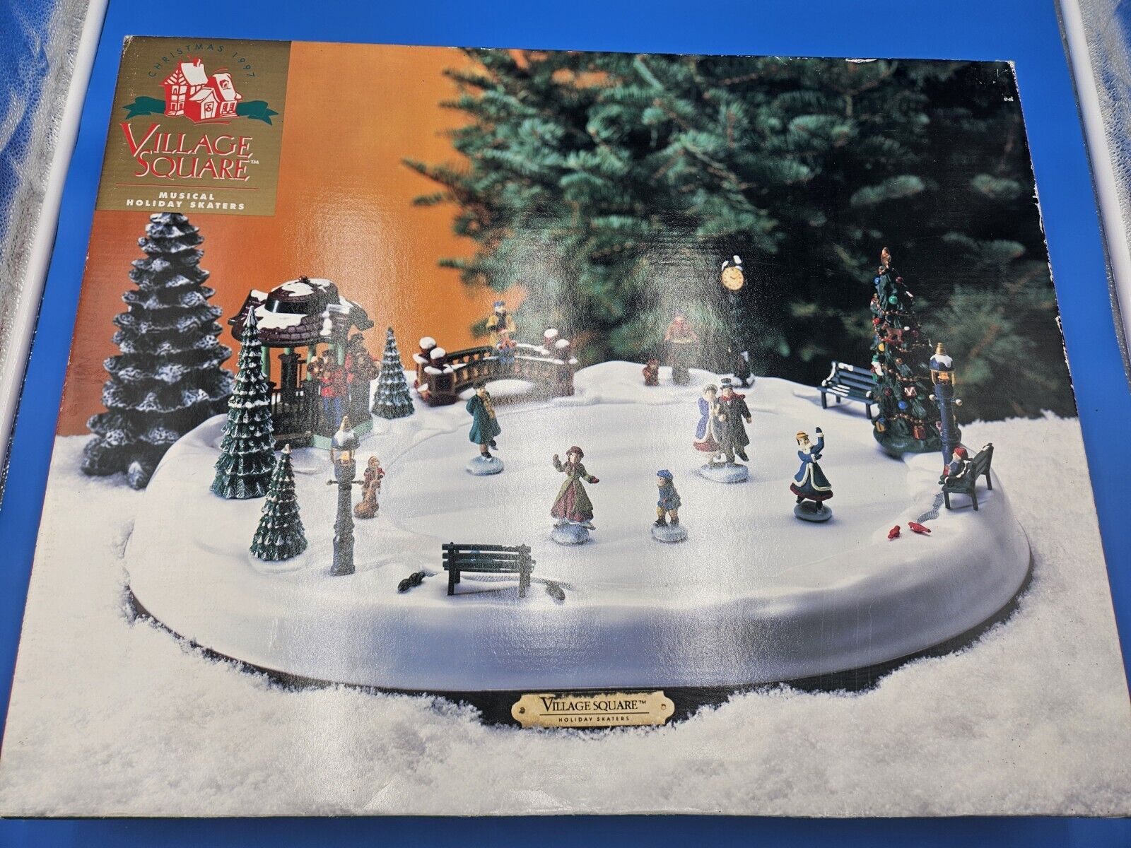 Vtg 1997 Mr Christmas Holiday Skaters Village Ice Skating Rink 50 Songs In Box
