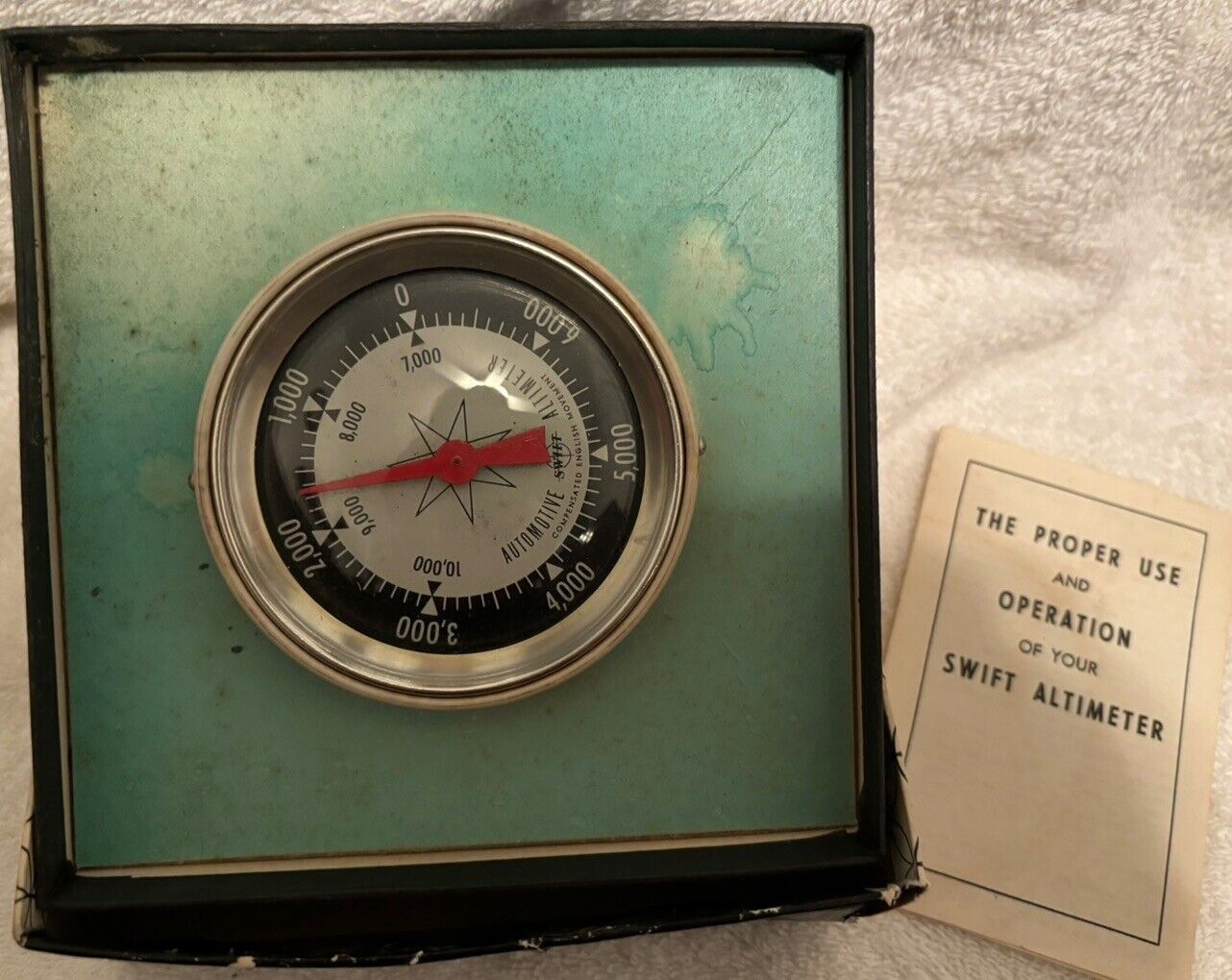 Vintage Swift No. 422 Auto altimeter dash gauge accessory in box 10,000