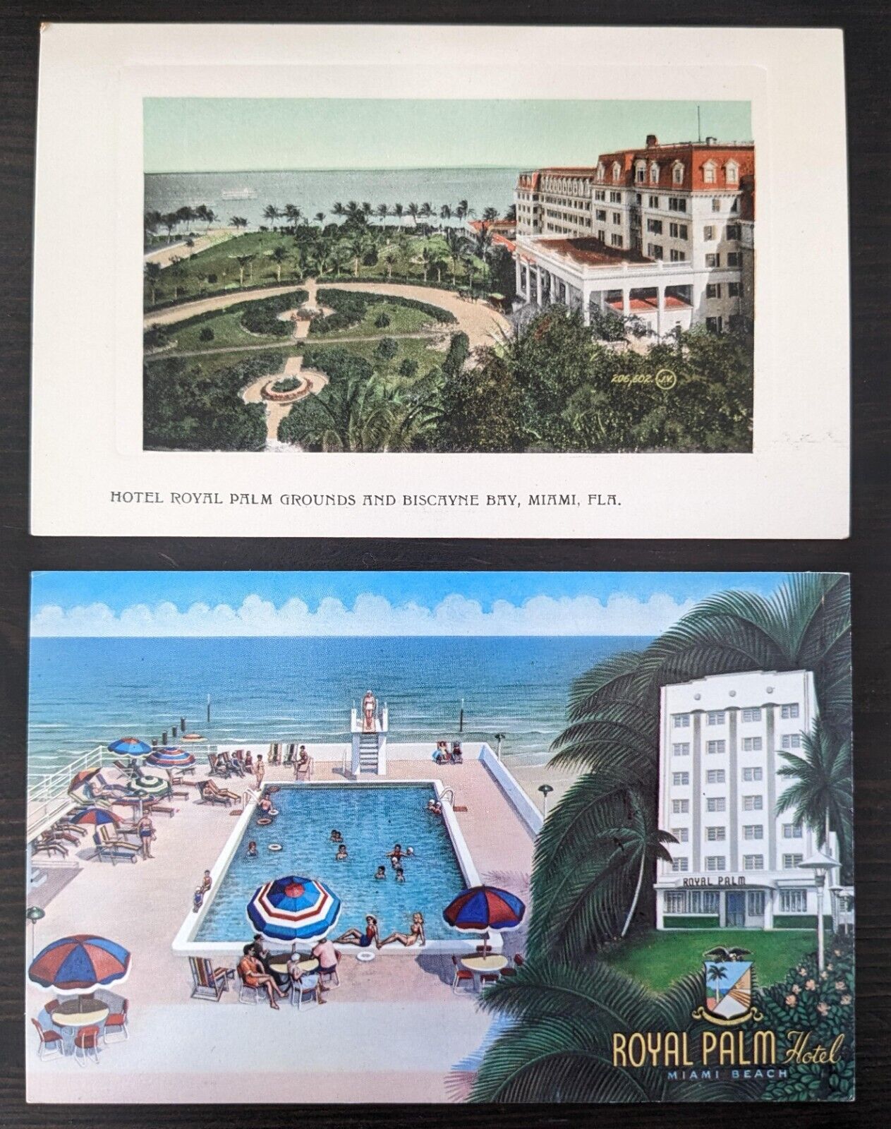 Miami Florida 2 Royal Palm Hotel Postcards Antique Early 1900s & Vintage c1950s