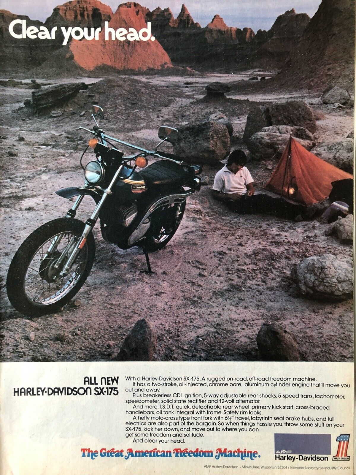 Vintage 1974 Harley Davidson original color ad CY023