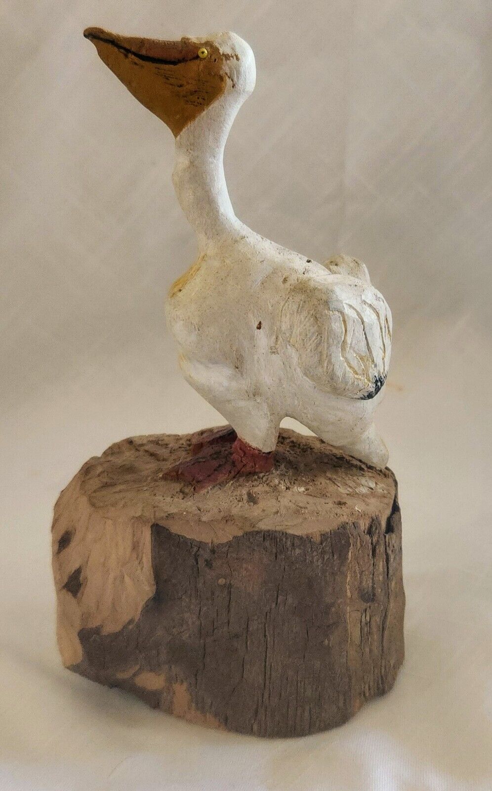 Vtg Hand Carved Folk Art Pelican Shore Bird Whimsy Quirky
