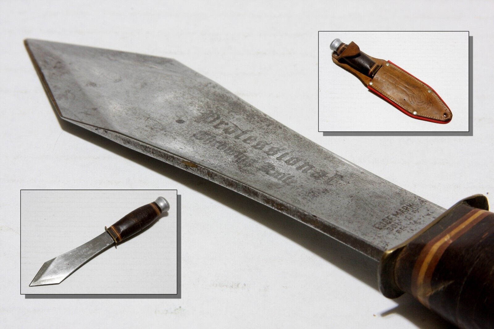 Edge Mark Professional Throwing Knife #417 Solingen Germany W/ Sheath Vintage