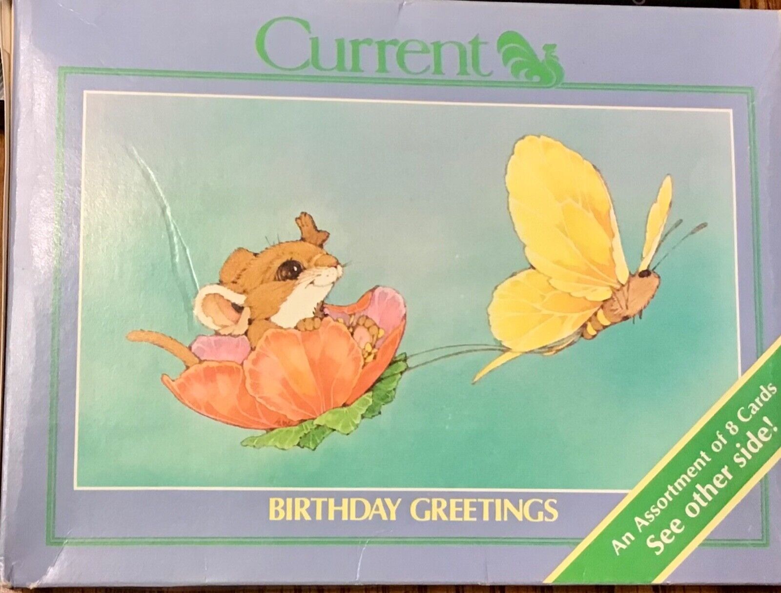Vintage 1982 Current Critters Greeting Note Cards BIRTHDAY Mouse Unused in Box
