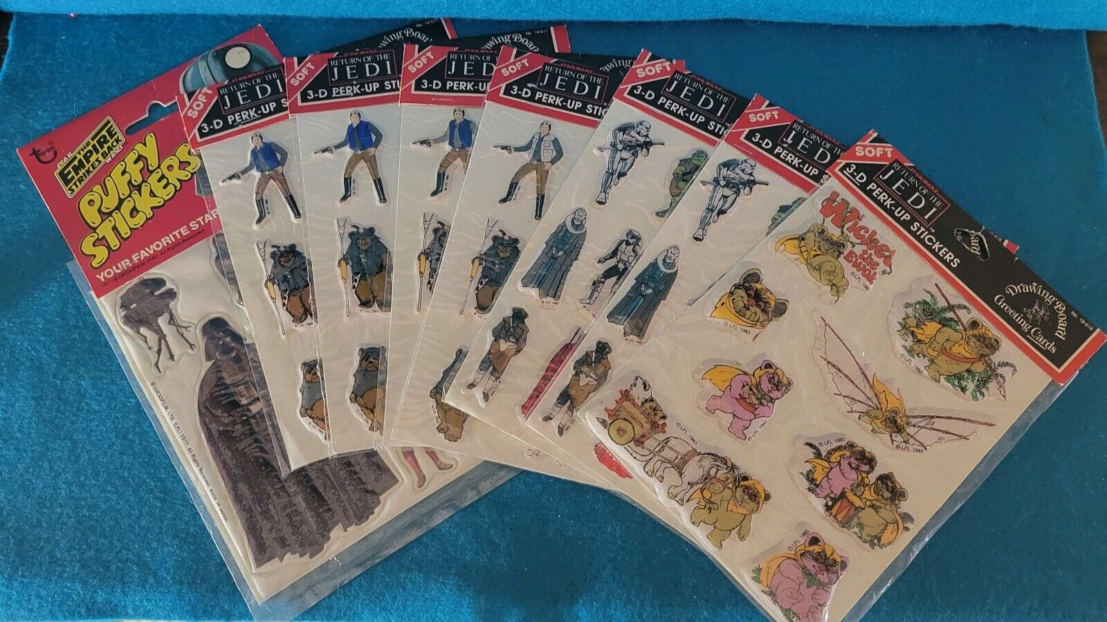 Vintage Star Wars Puffy Stickers Empire Strikes Back/ ROTJ 8 Each (Lot 160)