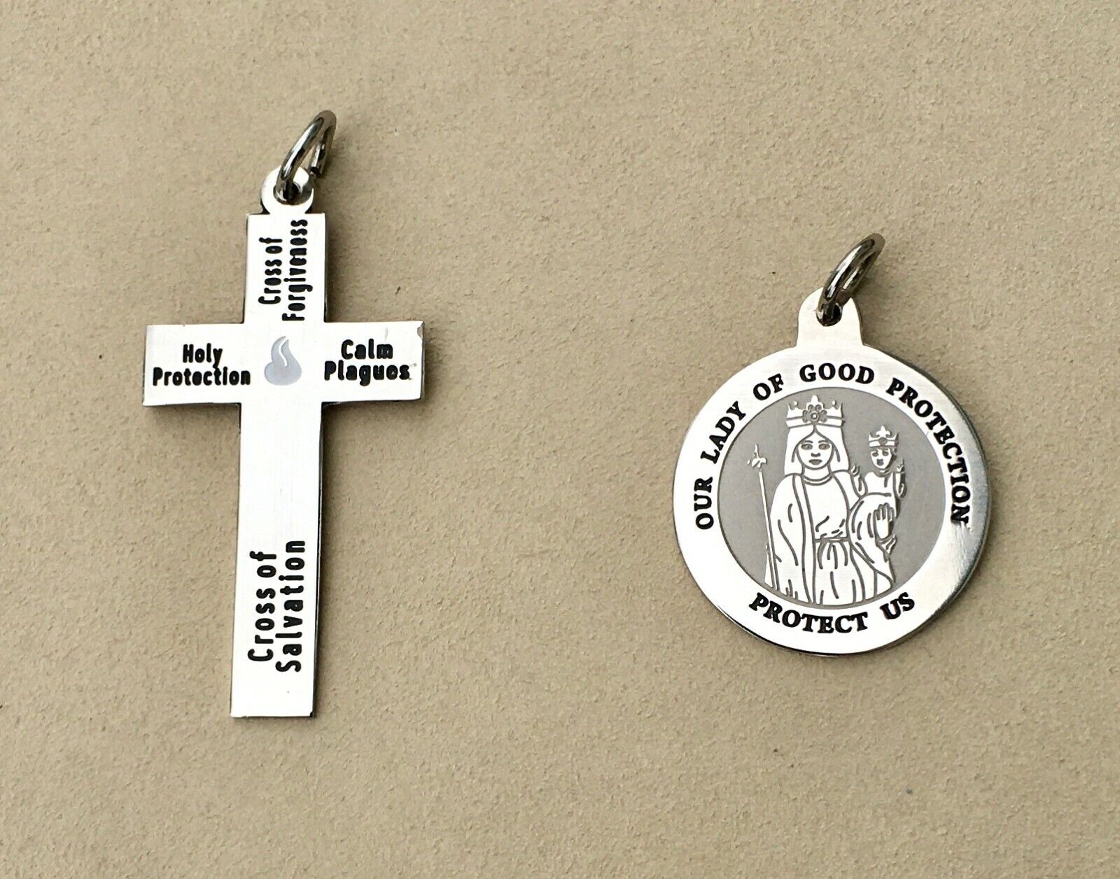 Cross of Forgiveness and Medal of Blessing (for Purple Scapular) in ENGLISH