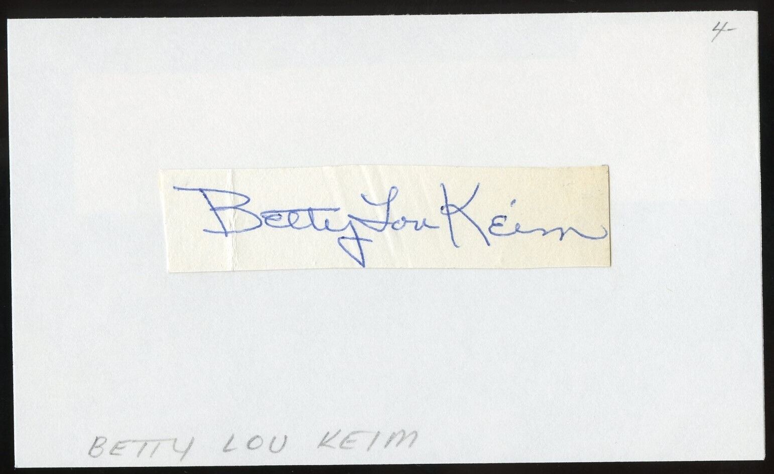 Betty Lou Keim d2010 signed autograph 3x5 Cut American Stage Film TV Actress