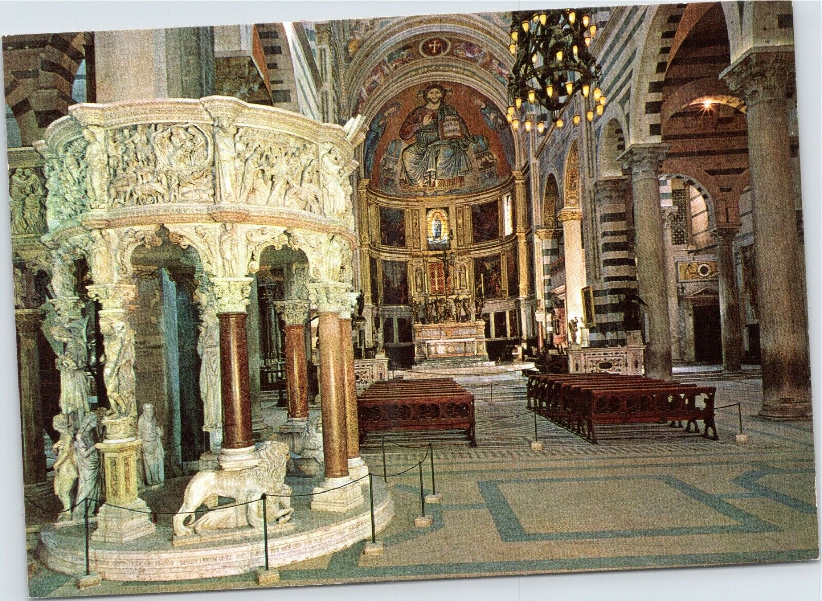 postcard Italy - Pisa Cathedral Pulpit and High Altar