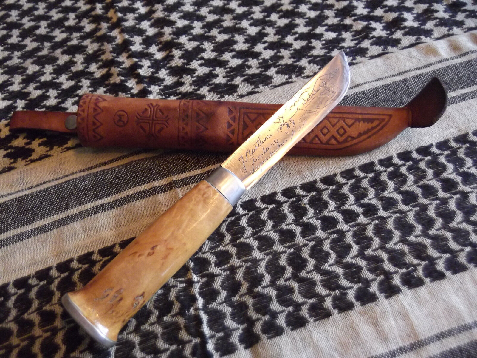 Vintage Custom Puuko Knife J. Marttiini Lapinlueka Finland Original Sheath