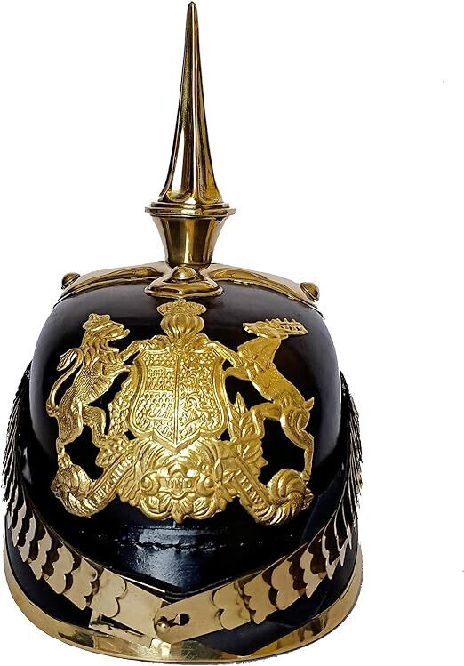German Pickelhaube Helmet | Leather Imperial Prussian WWI & WWII Helmets| Brass