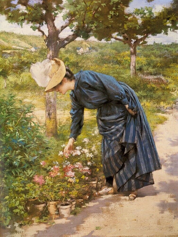 Dream-art Oil painting Lady-In-A-Garden-Victor-Gabriel-Gilbert-oil-painting-art