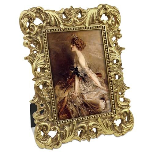 Vintage 5x7 Picture Frame Antique Gold Picture Frames with Glass Front Ornate...