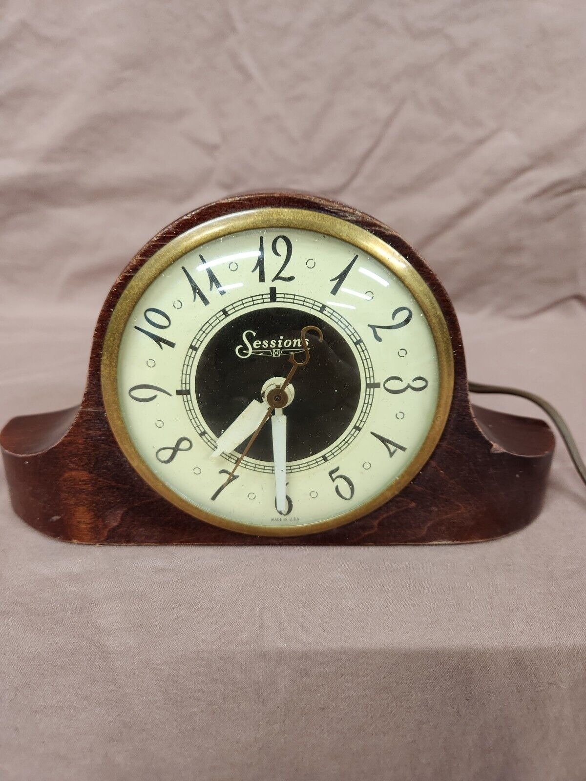 Antique Sessions Model 3W Electric Mantle Clock 60 Cycle Works Condition