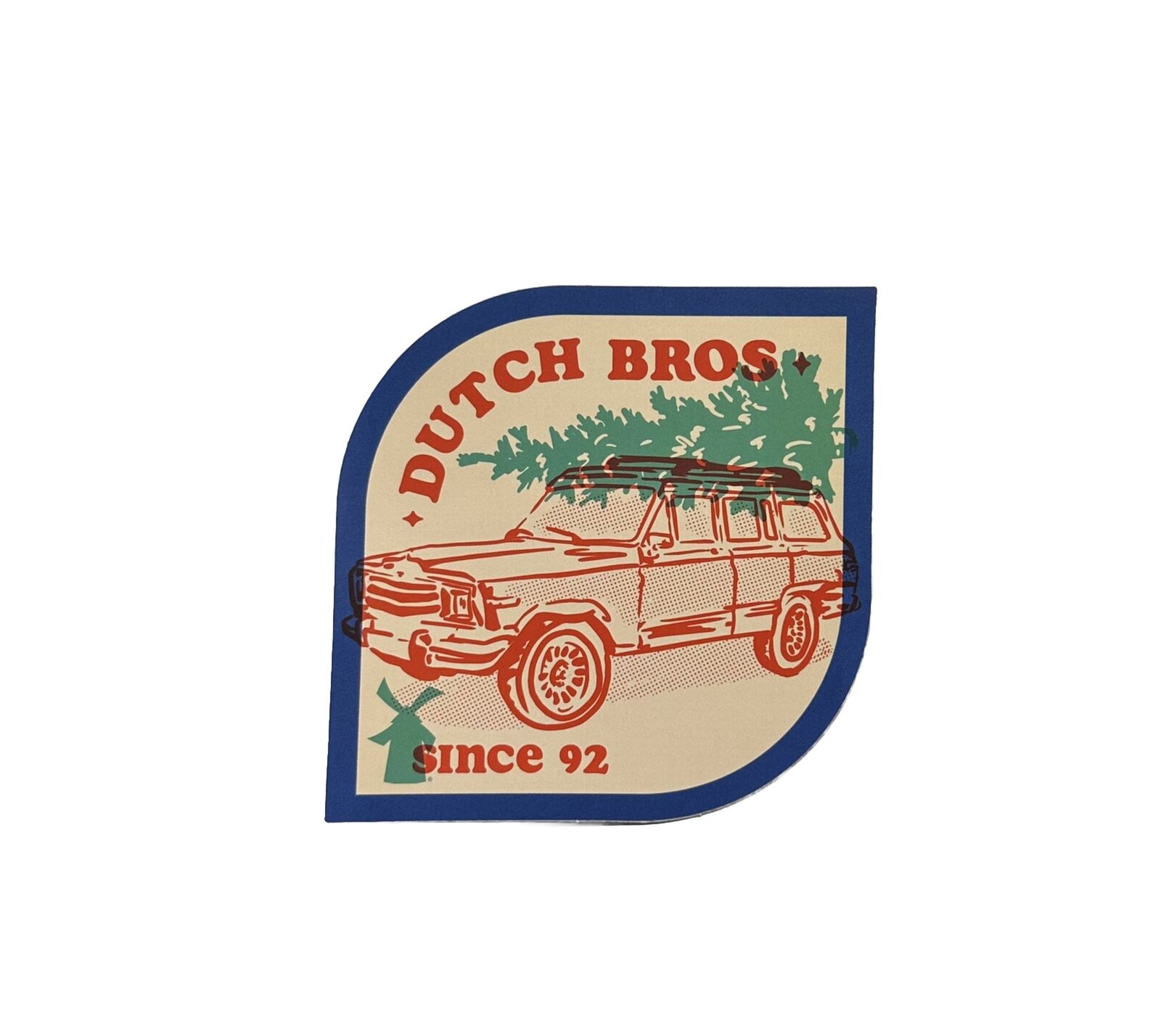 Dutch Bros Coffee Sticker December 2021 Christmas Station Wagon Tree Since 92