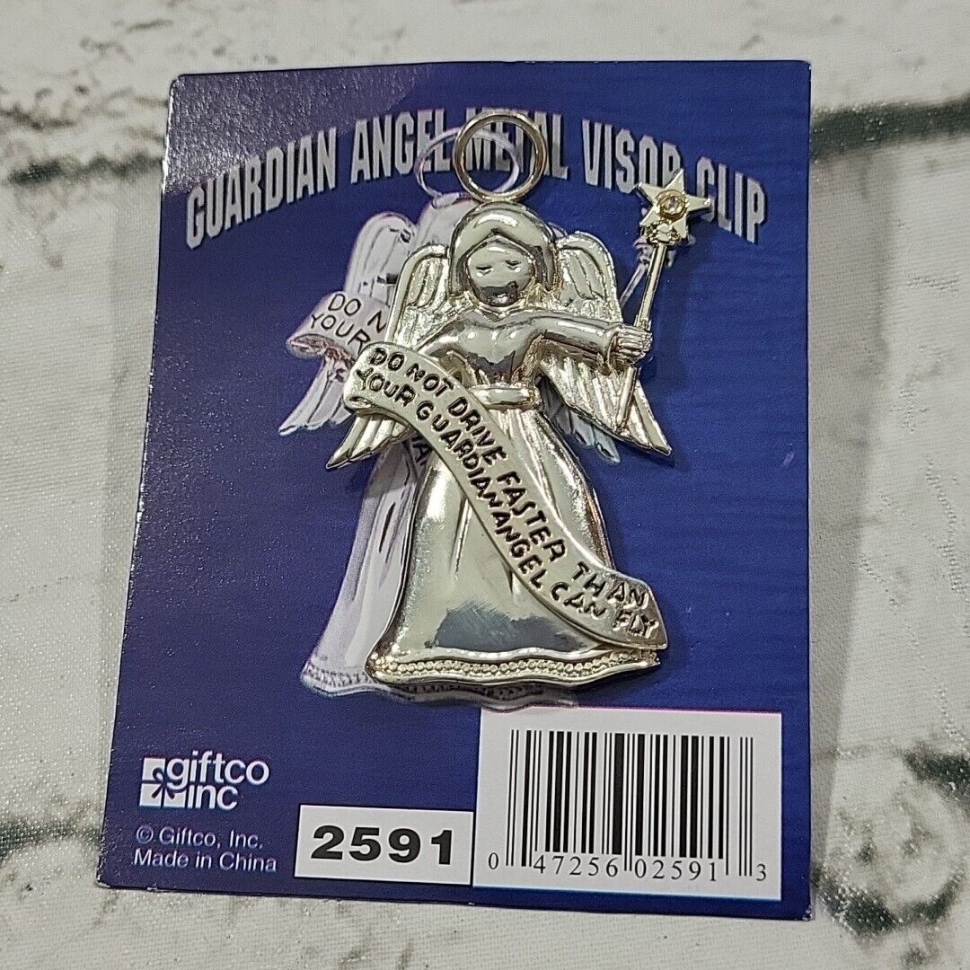 Guardian Angel Visor Clip Don't Fly Faster Then Your Angel Can Fly Metal NEW