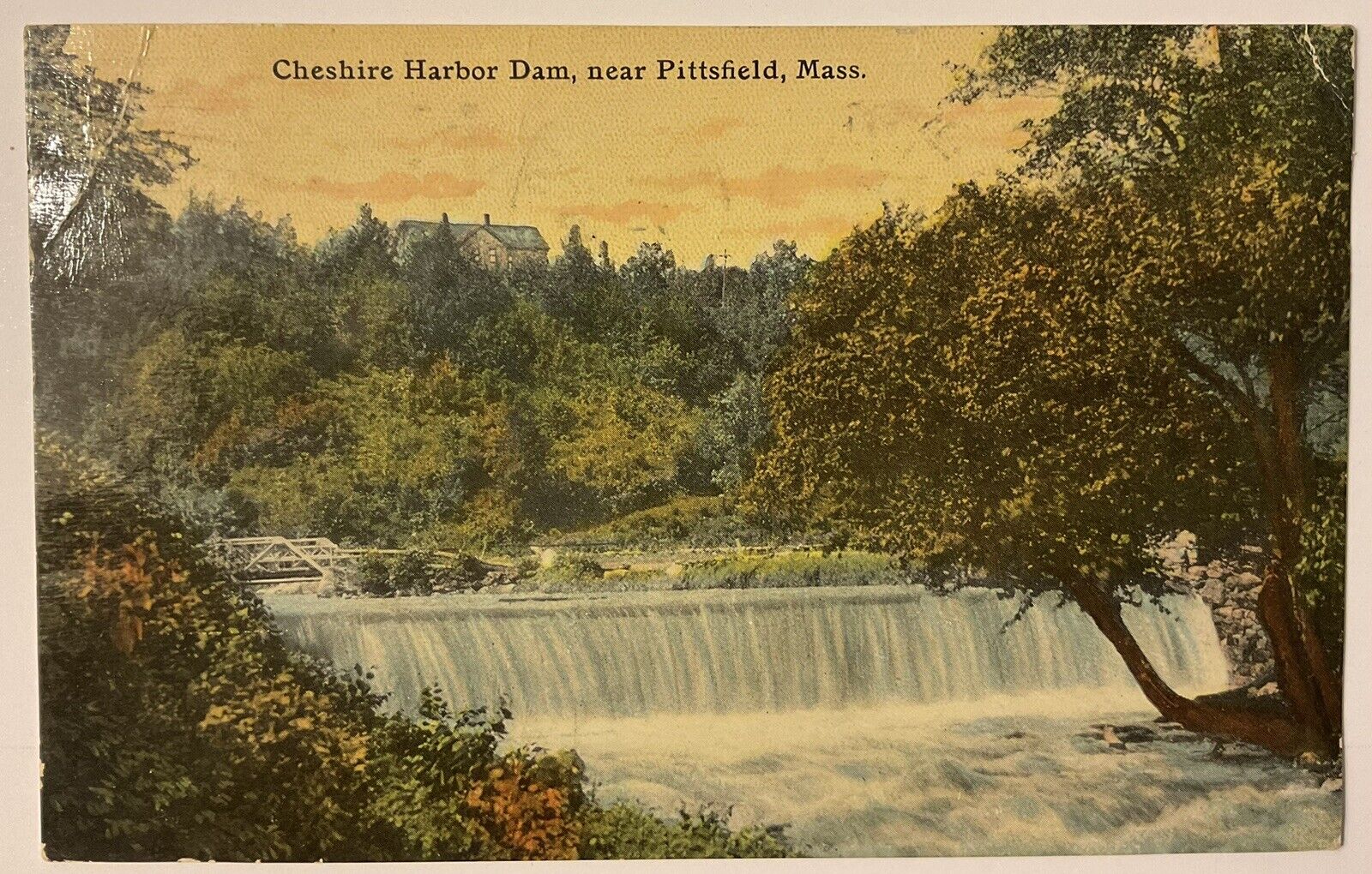 Cheshire Harbor Dam, Near Pittsfield, MA Postcard 1911