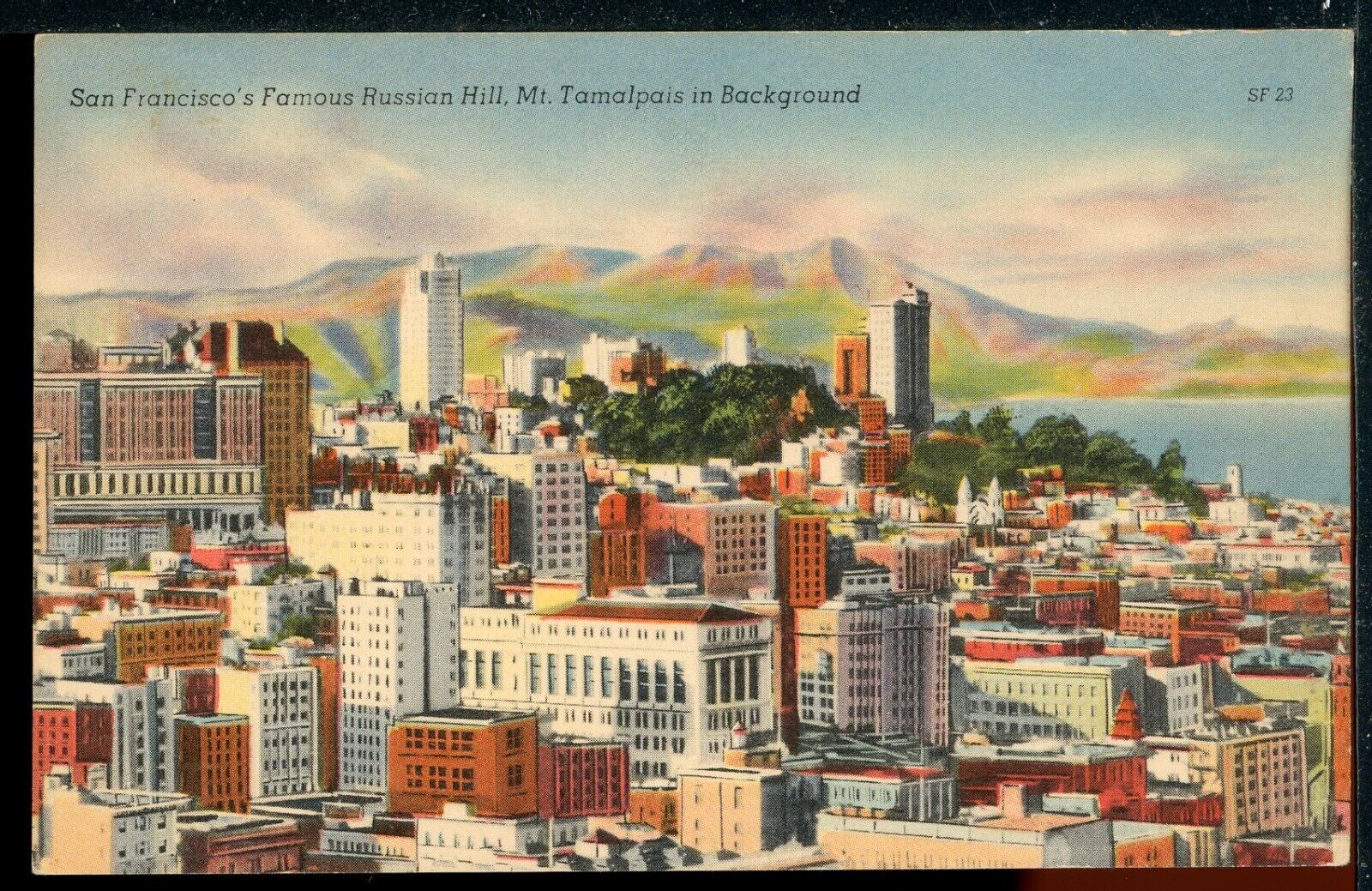 1940\'s San Francisco Russian Hill Mt. Tamalpais CA Vintage Postcard M1364a
