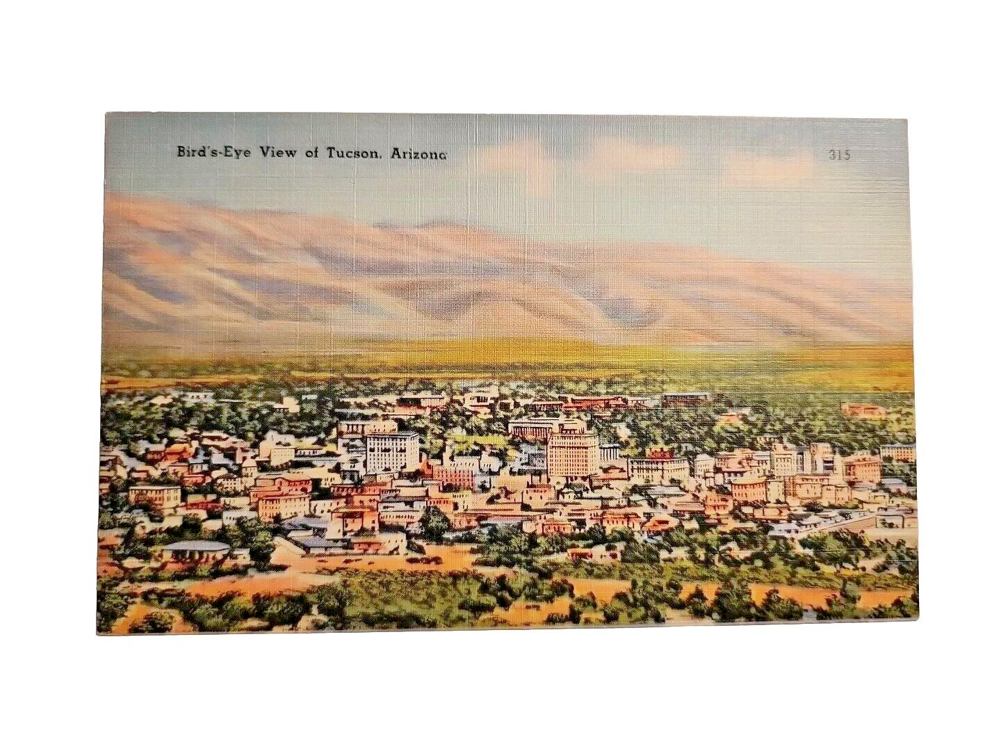 Postcard Vintage Birds Eye View Of Tucson Arizona. A150