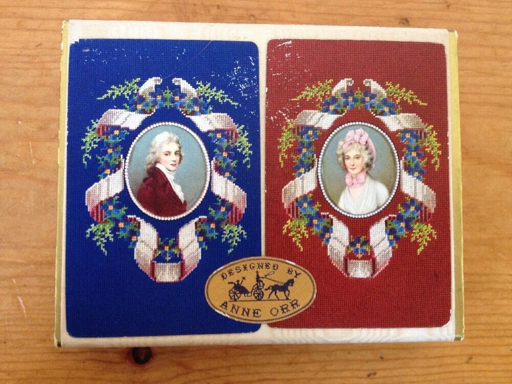 Vtg 1950s Mid Century Anne Orr Victorian Guild Playing Cards Double Deck w Box