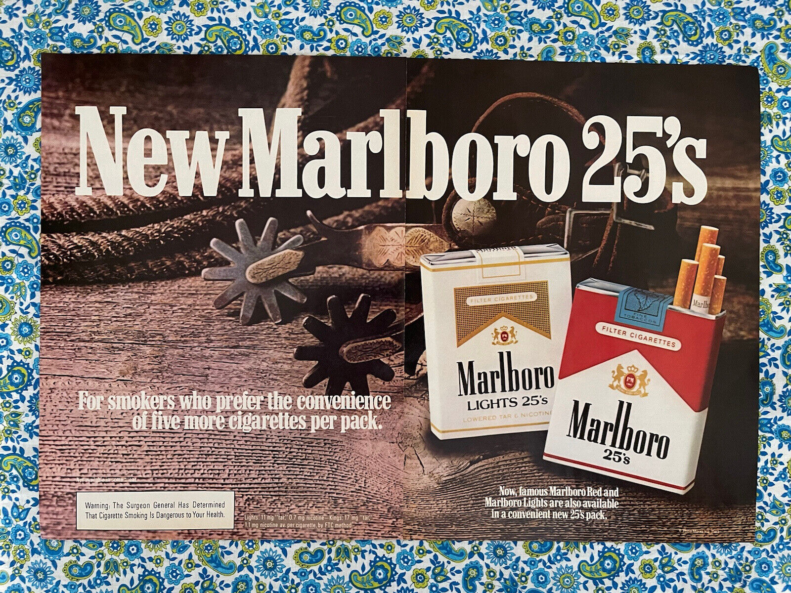 🔥🔥Vintage 1985 Marlboro 25’s Cigarettes Print Ad 25 Per Pack Ad Only 🔥🔥