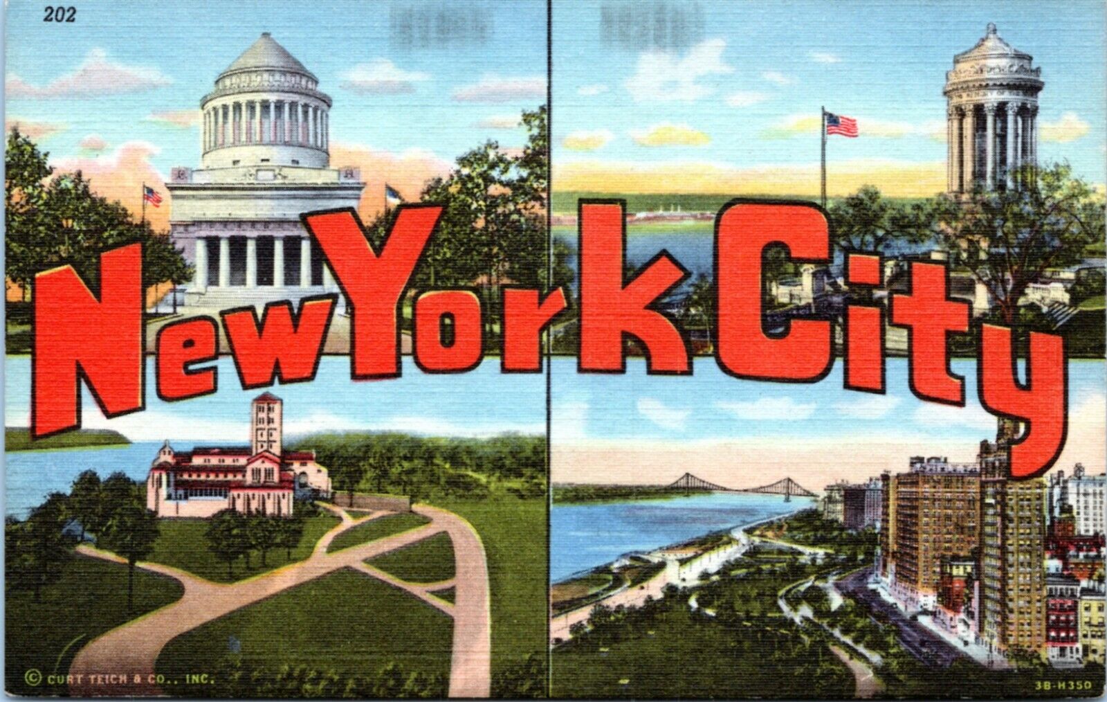 1930s New York City Curt Teich 202 Linen NYC Postcard