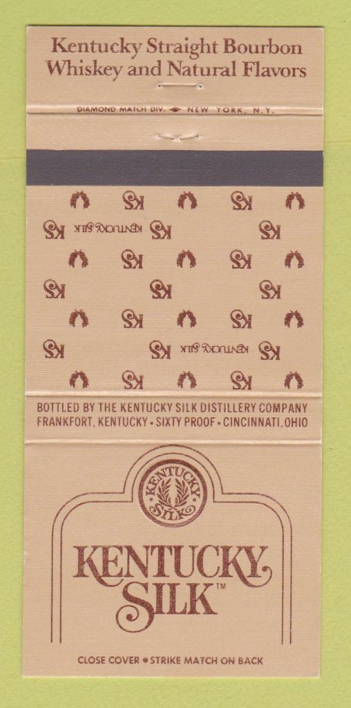 Matchbook Cover - Kentucky Silk Liquor Bourbon Frankfort KY 30 Strike