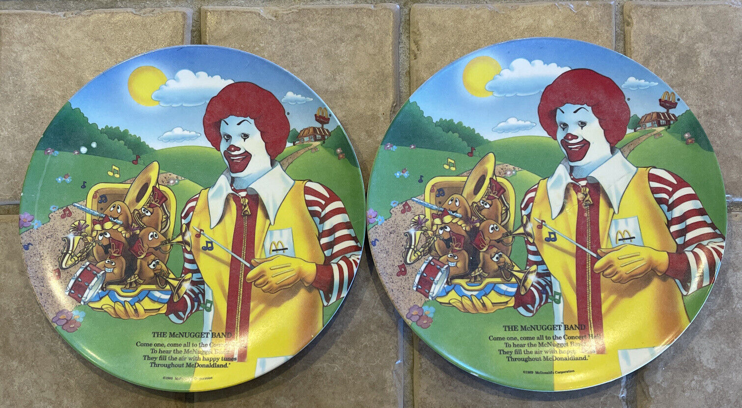 McDonalds Vintage 1989 THE McNUGGET BAND Dining Plate Set 2 *READ*