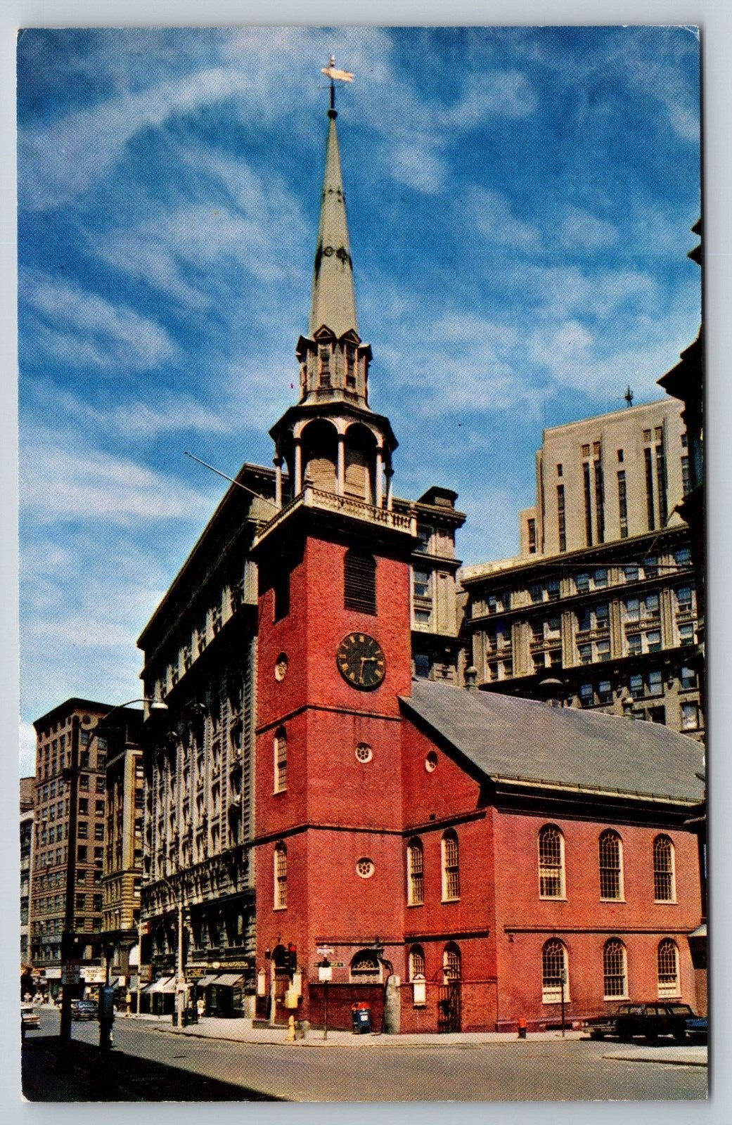 Boston Massachusetts Old South Meeting House Washington Street at Milk Postcard