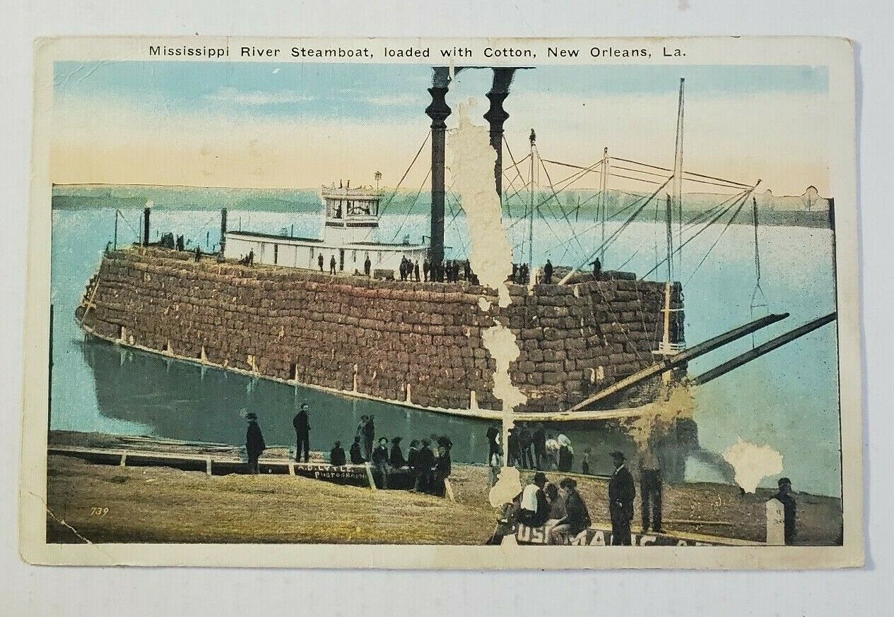 Mississippi River Steamboat ~ New Orleans, LA. - Posted Postcard 7/9/1923