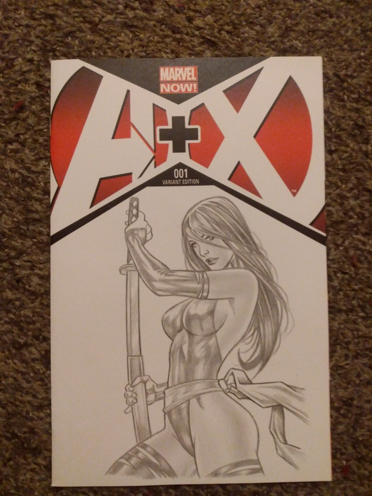 X-MEN PSYLOCKE A+X ORIGINAL SKETCH COVER COMIC ART DRAWING NOT A PRINT