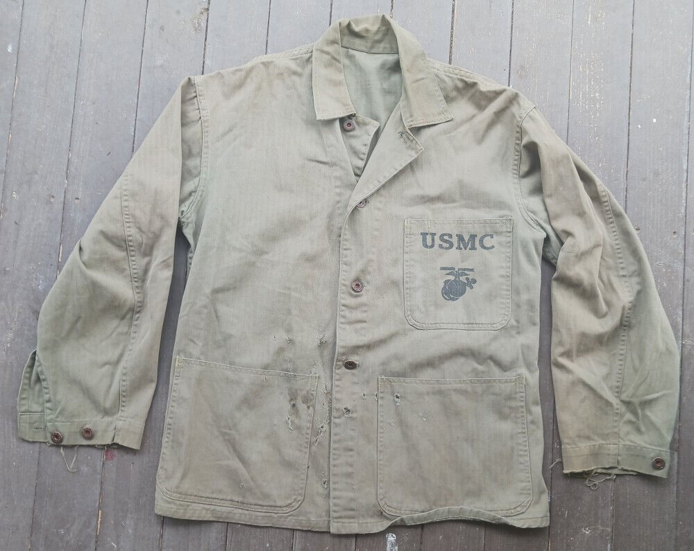 Original WWII USMC Marine Corps P41 P1941 M1941 HBT utility jacket coat blouse