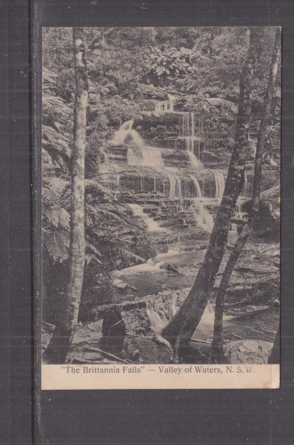 NEW SOUTH WALES, BRITTANNIA FALLS, VALLEY OF WATERS, c1910 ppc., unused.