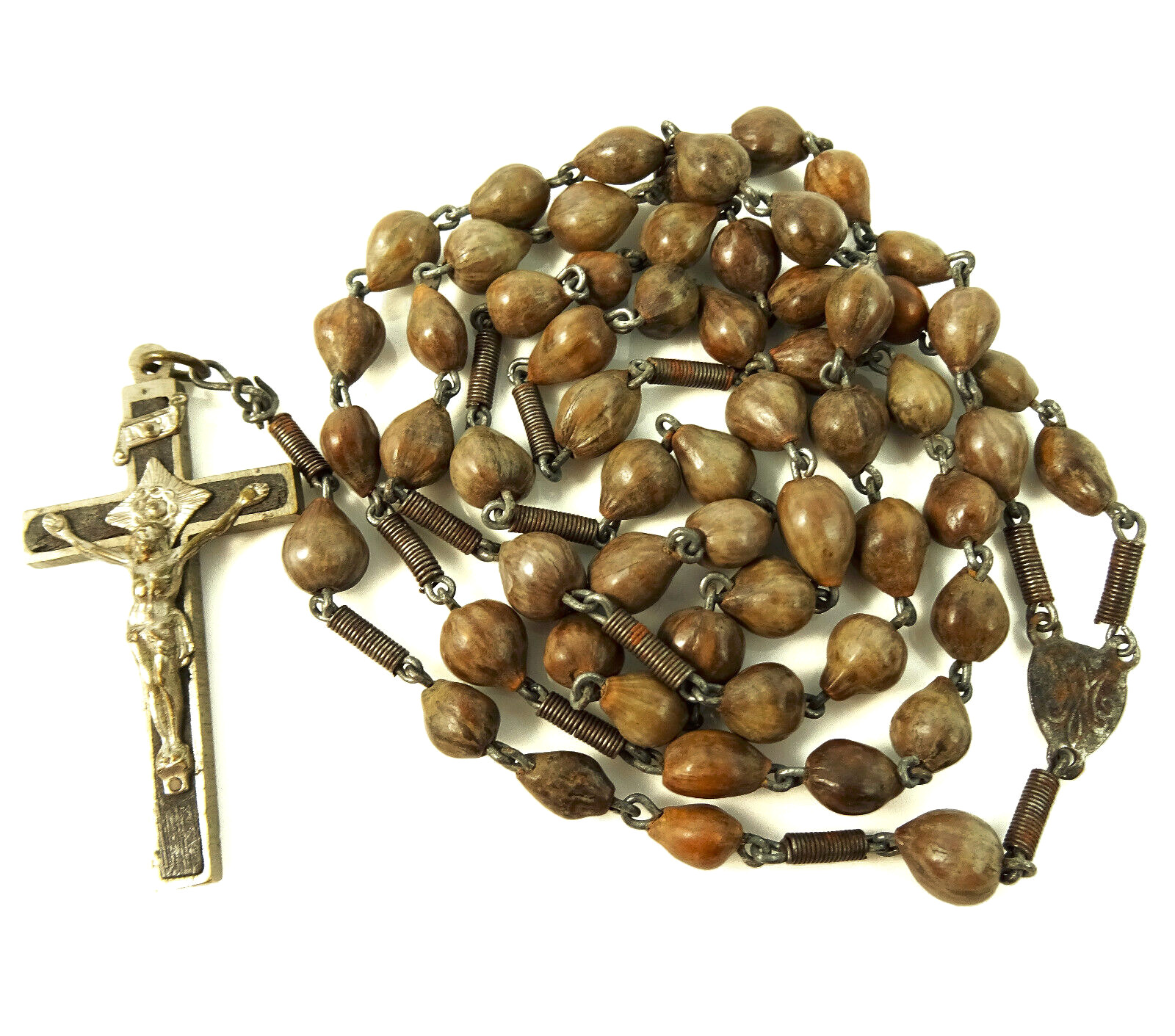Antique Rosary Jobs Tears Seeds with Unusual Spiral Spring Spacers