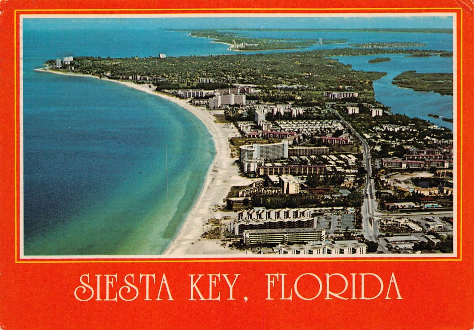 Vintage Postcard 6x4 Siesta Key FL Florida Keys Aerial View Hotel Beach 1980s K3