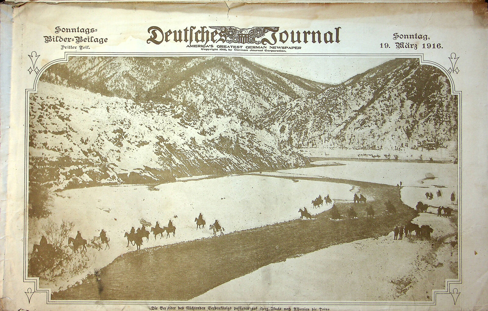 1916 Deutfches Journal German American Newspaper March 19 Serbian Retreat Y