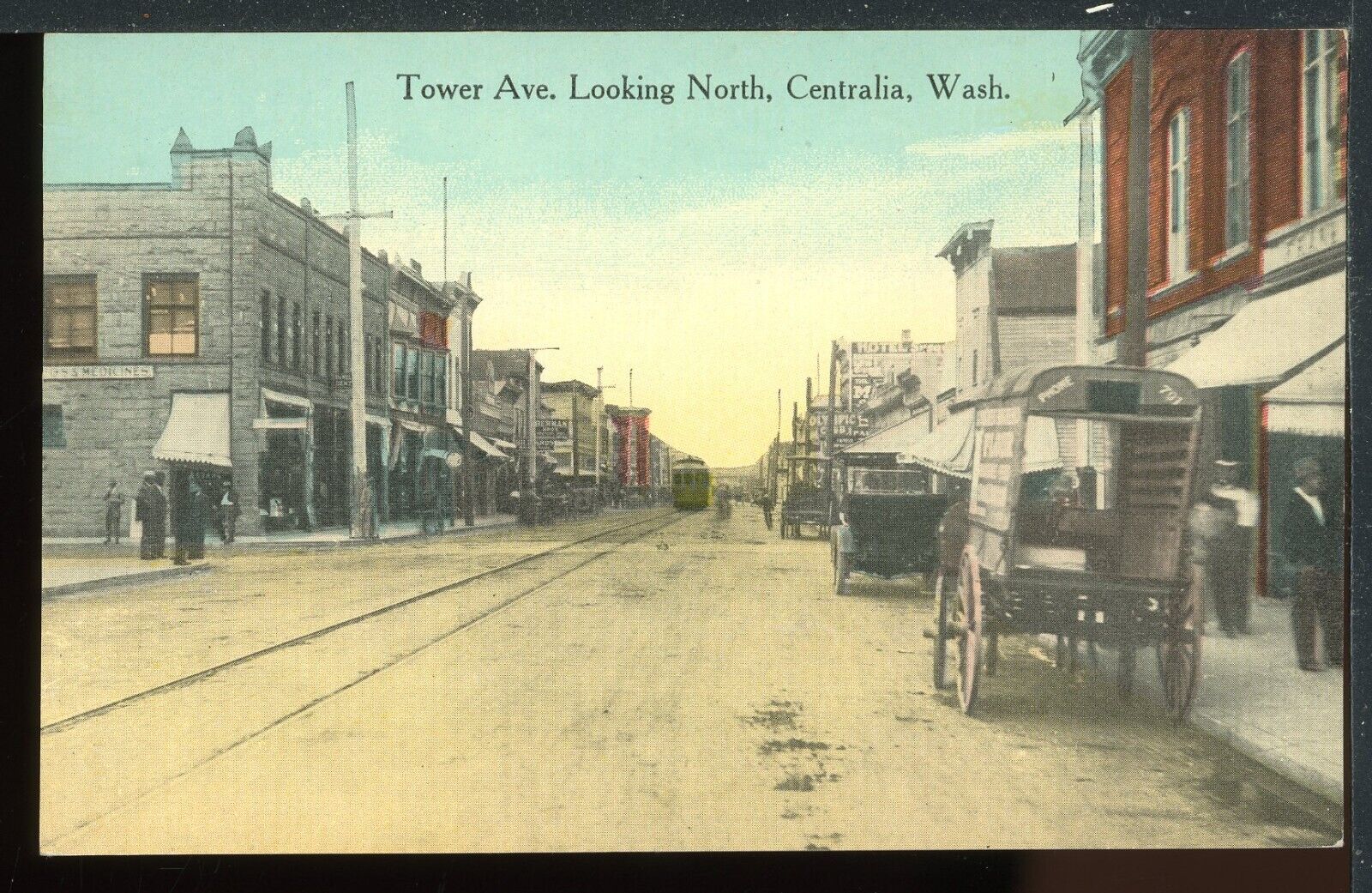 Early Centralia Washington Tower Avenue Historic Vintage Postcard