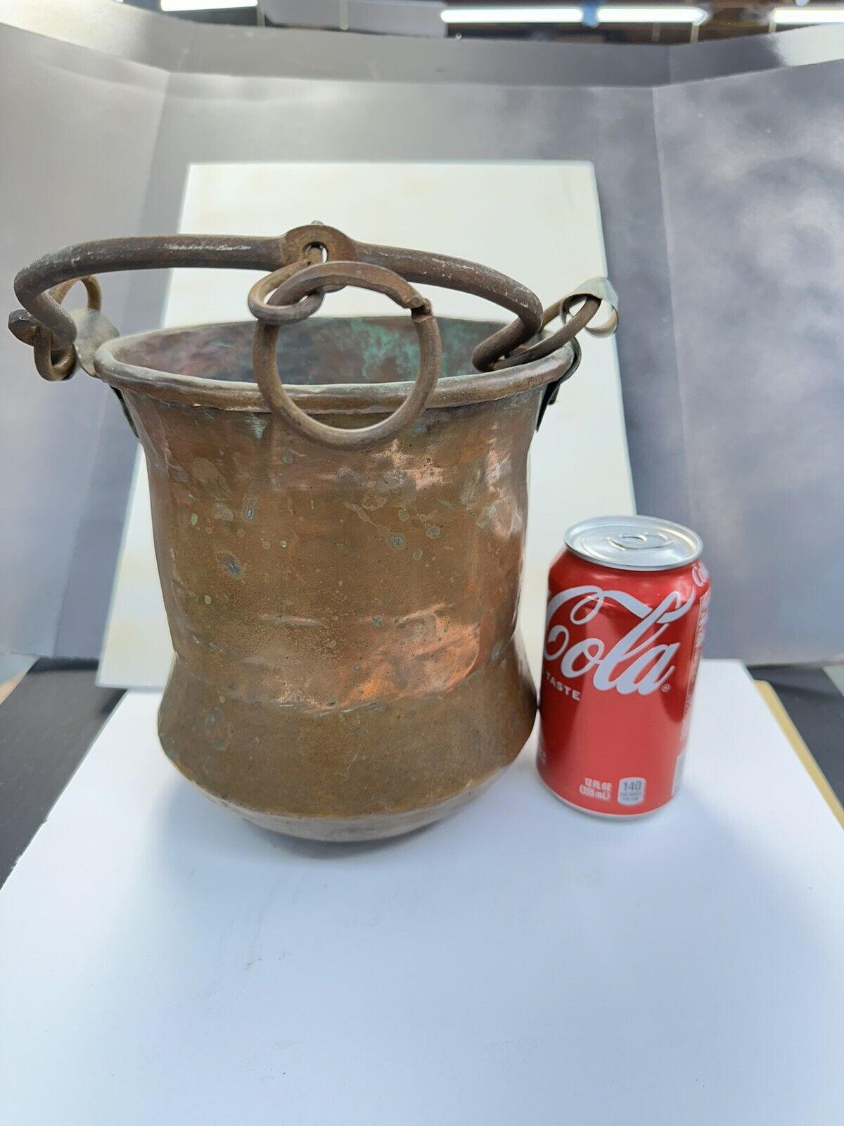 Antique  19 C.  c. Handmade Copper Apple Butter Kettle Cauldron Pot Tub