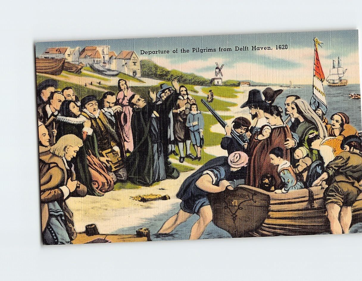 Postcard Departure of the Pilgrims from Delft Haven, Provincetown, Massachusetts