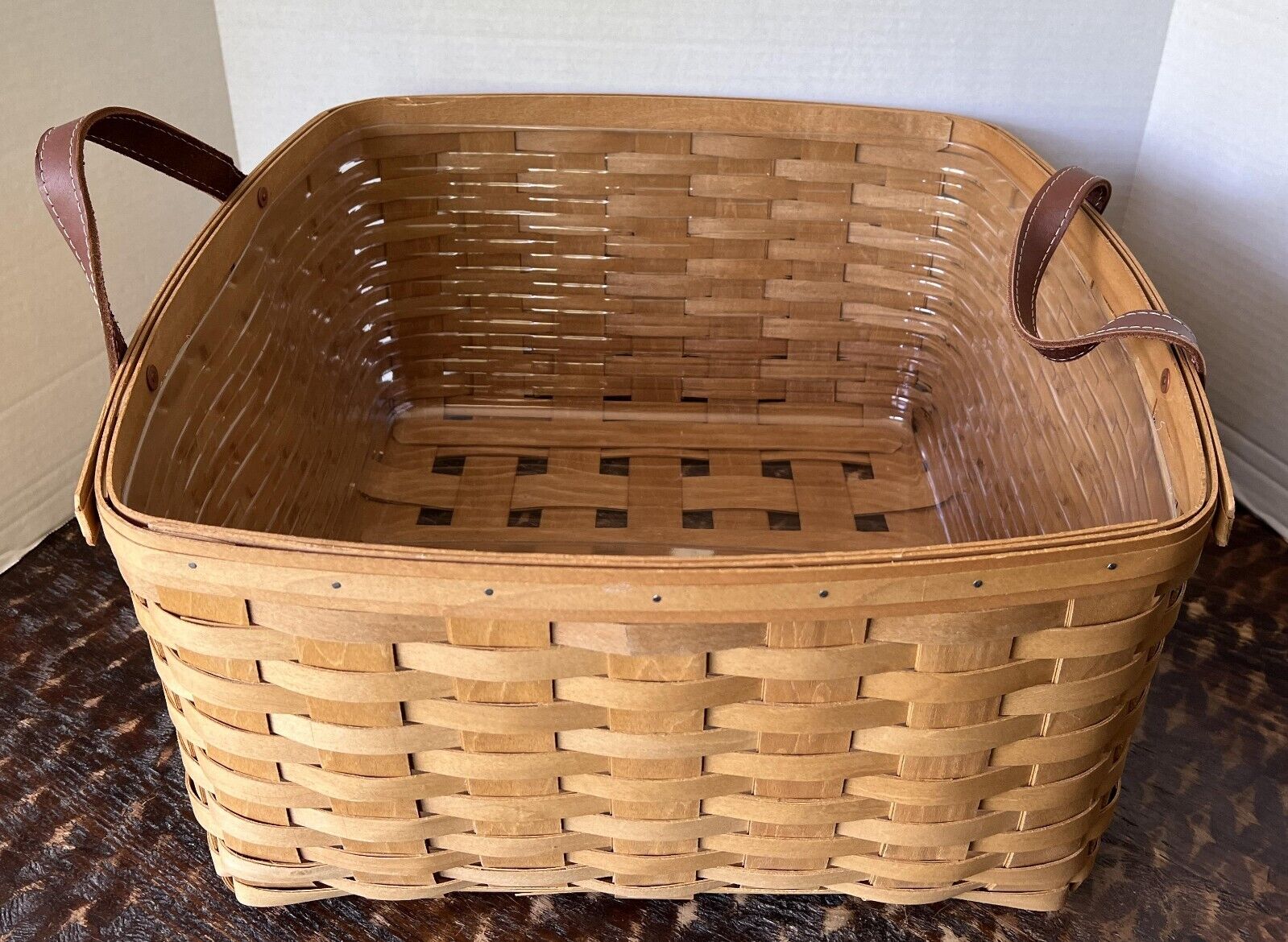 Longaberger 2010 Medium Wash Day Basket, Leather Handles with Liner Protector