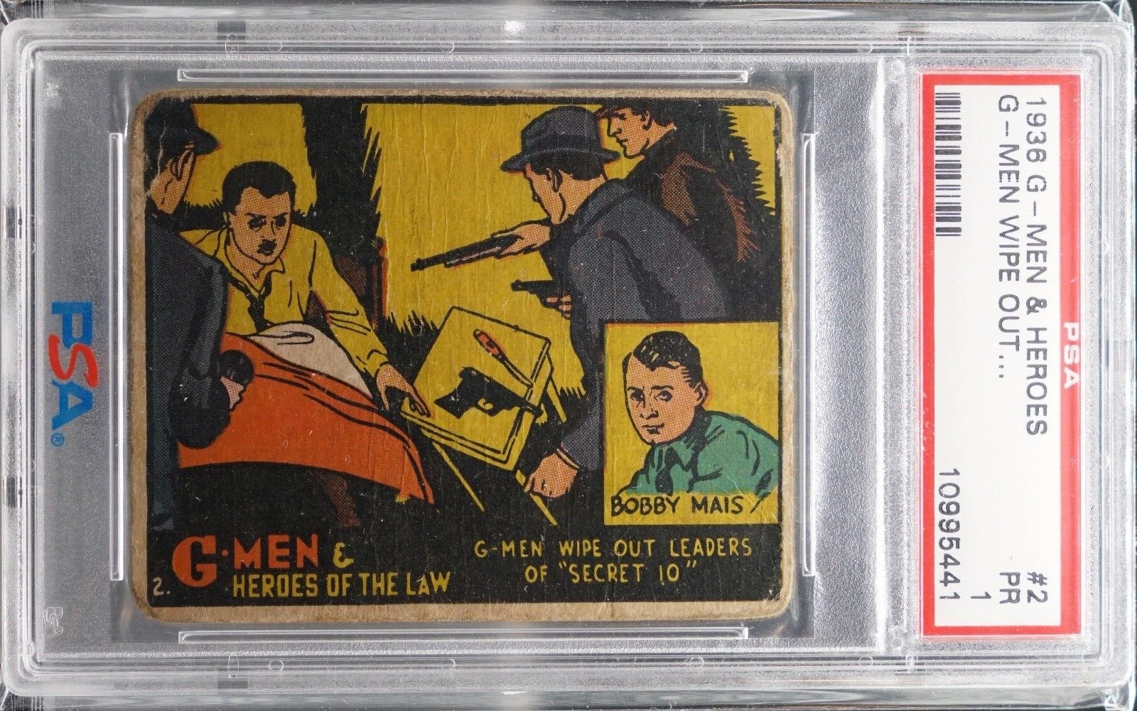 1936 Gum G-Men & Heroes of The Law - #2 G-Men Card Wipe Out Leaders...PSA 1