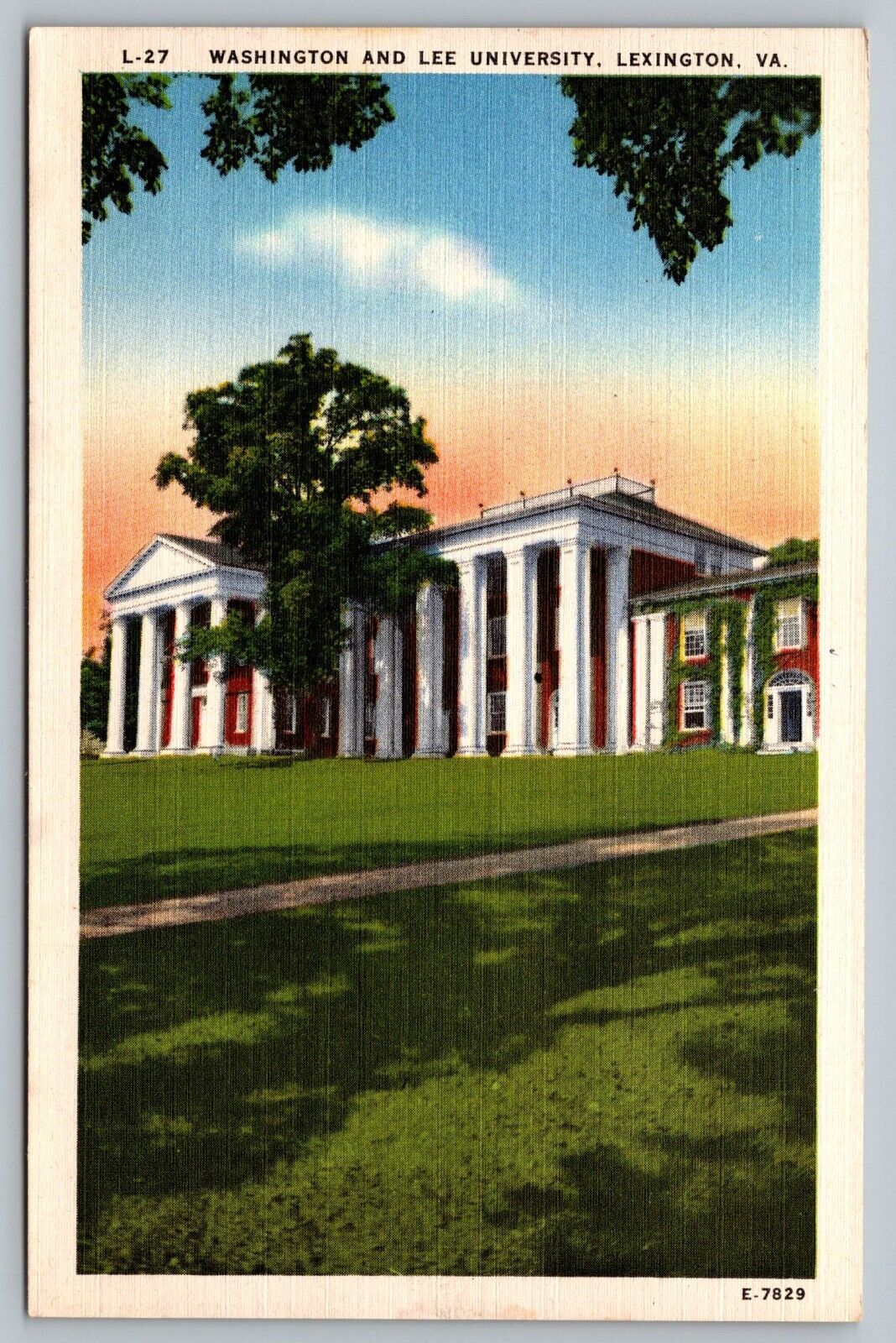 Postcard Washington and Lee University Lexington Linen Virginia VA 