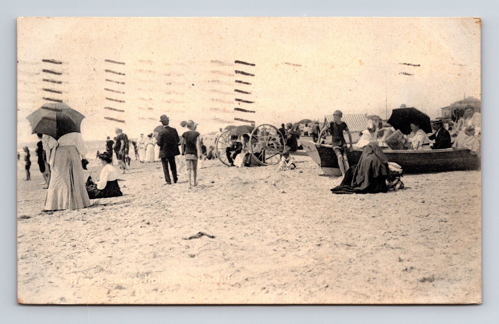 c1910 Edgeton Inn Beach Scene Bathers Boats Wildwood New Jersey NJ Postcard