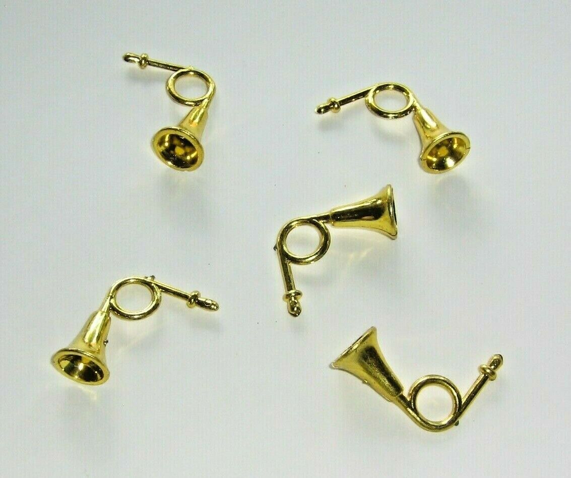 French Horn Christmas Ornament Mini Instrument Gold Plastic Miniature 1 3/4\