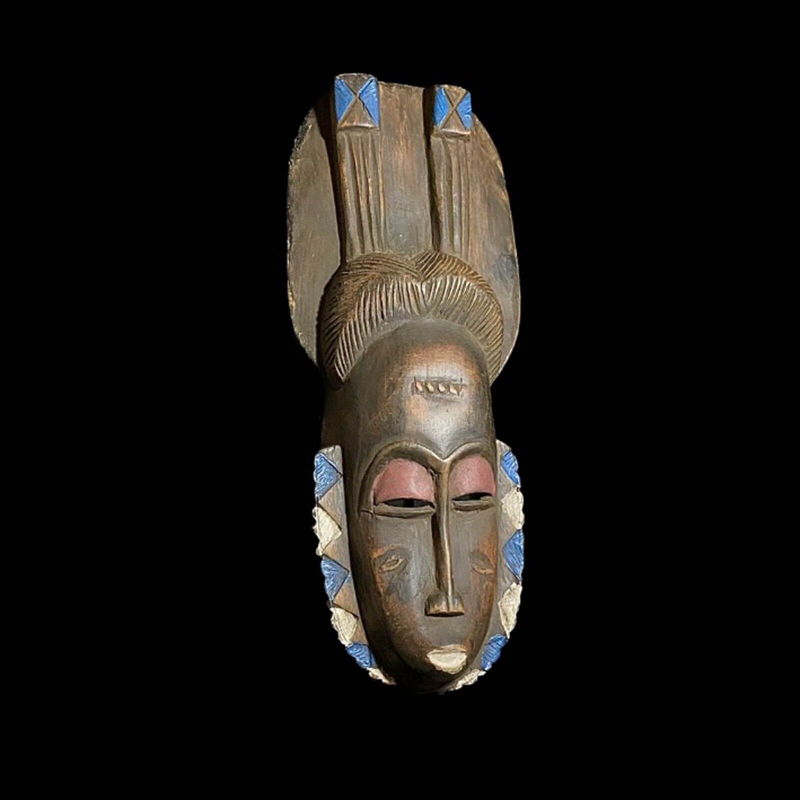 African Mask Handcrafted Wooden Mask Wall Hanging Tribal Gouro Home Décor-7542