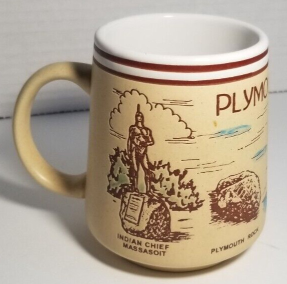 Plymouth Massachusetts Souvenir Coffee Mug Tea Cup 12Oz Mayflower Plymouth Rock
